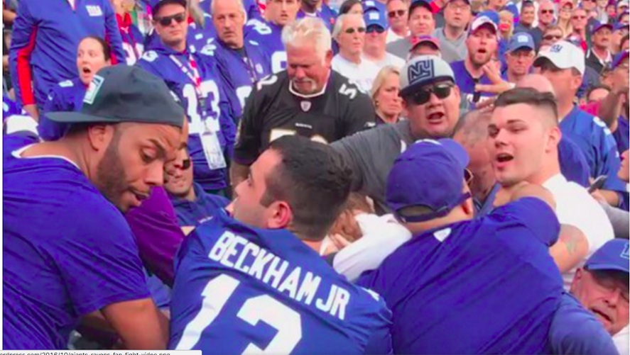 (VIDEO): Giants And Ravens Fans Throw Punches, Get Into Fight In Stands