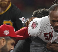 Reds And Pirates Get Into An Old Fashion Bench Clearing Brawl.
