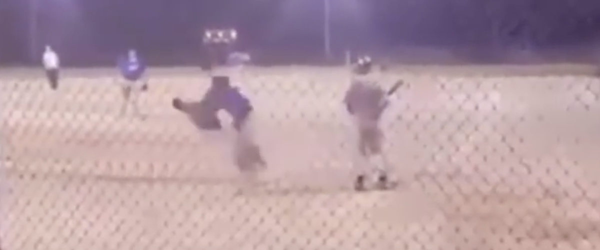 Little League Catcher Lays Out Base Runner Trying To Score